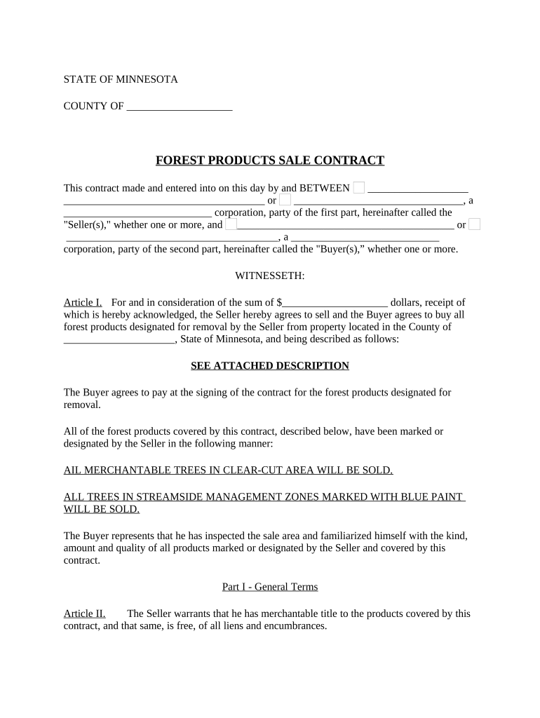 Minnesota Forest Products Timber Sale Contract - Minnesota: Fill out & sign  online | DocHub
