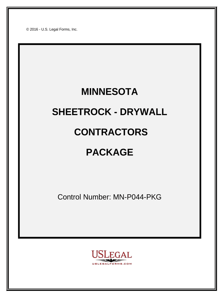 Sheetrock Drywall Contractor Package - Minnesota Preview on Page 1.