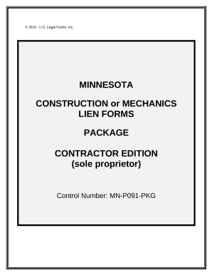 Minnesota Construction or Mechanics Lien Package - Individual - Minnesota