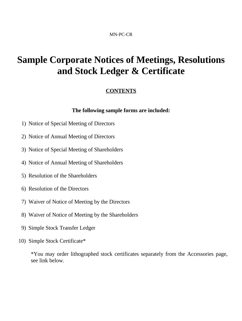 Annual Minutes for a Minnesota Professional Corporation - Minnesota Preview on Page 1