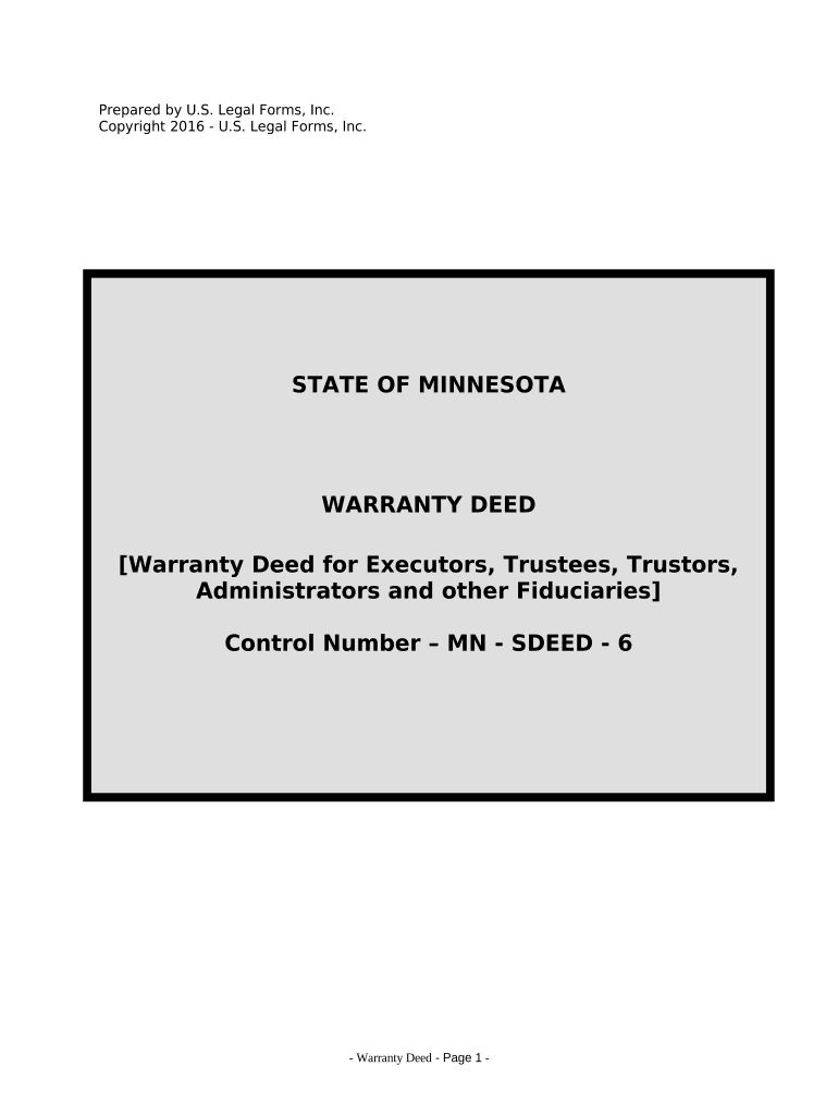 Fiduciary Deed for use by Executors, Trustees, Trustors, Administrators and other Fiduciaries - Minnesota Preview on Page 1