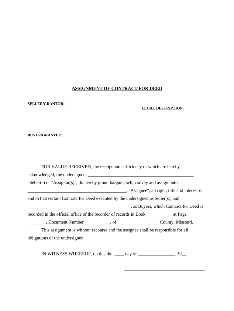 contract for deed missouri Preview on Page 1