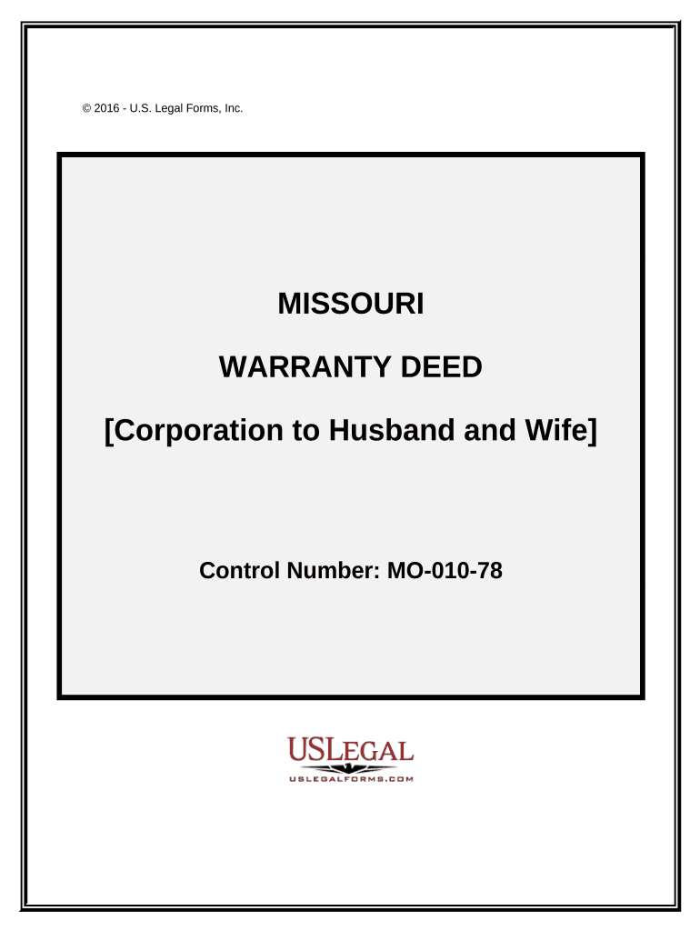 Warranty Deed from Corporation to Husband and Wife - Missouri Preview on Page 1