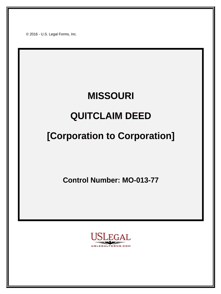 Quitclaim Deed from Corporation to Corporation - Missouri Preview on Page 1.
