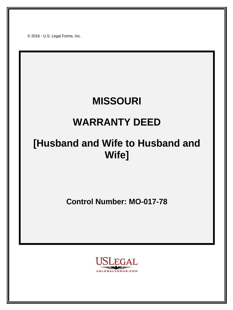 Warranty Deed from Husband and Wife to Husband and Wife - Missouri Preview on Page 1.