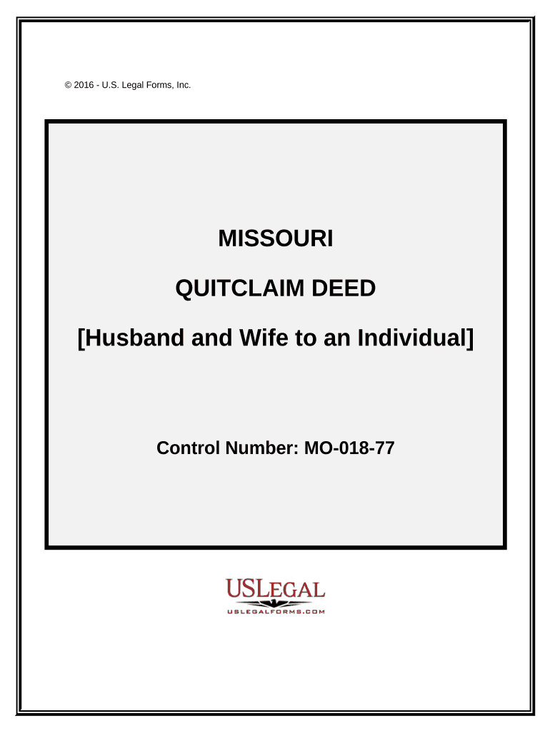 Quitclaim Deed from Husband and Wife to an Individual - Missouri Preview on Page 1