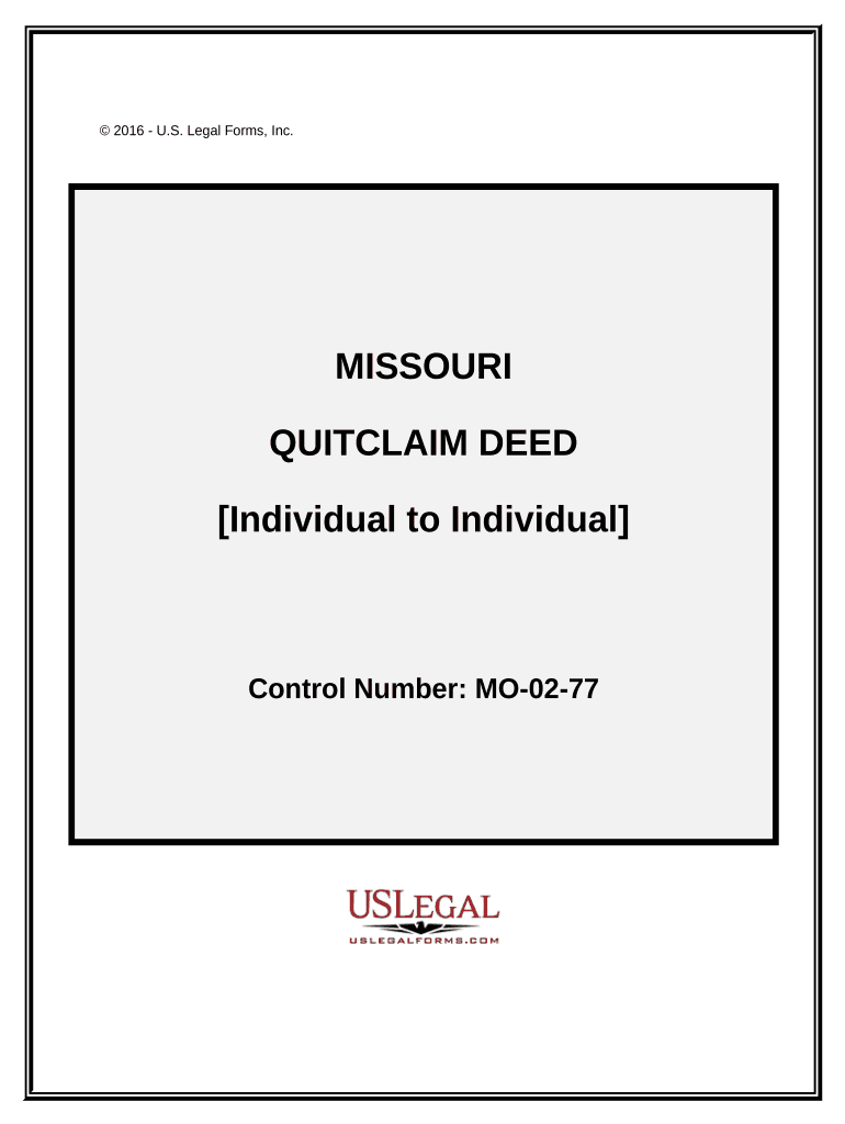 Quitclaim Deed from Individual to Individual - Missouri Preview on Page 1