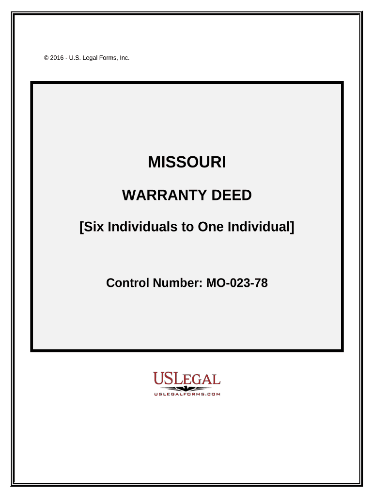 Warranty Deed from Six Grantors to One Grantee - Missouri Preview on Page 1.