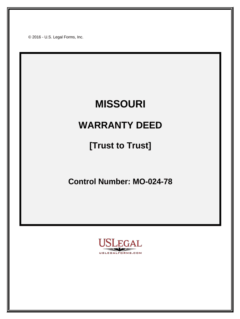 Warranty Deed - Trust to Trust - Missouri Preview on Page 1