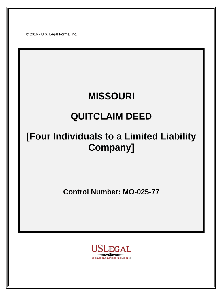 Quitclaim Deed - Four Individuals to a Limited Liability Company - Missouri Preview on Page 1