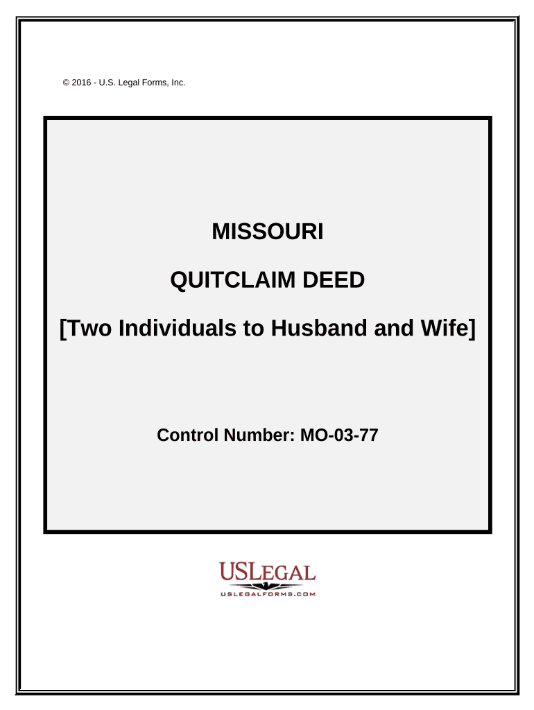 Quitclaim Deed by Two Individuals to Husband and Wife - Missouri Preview on Page 1