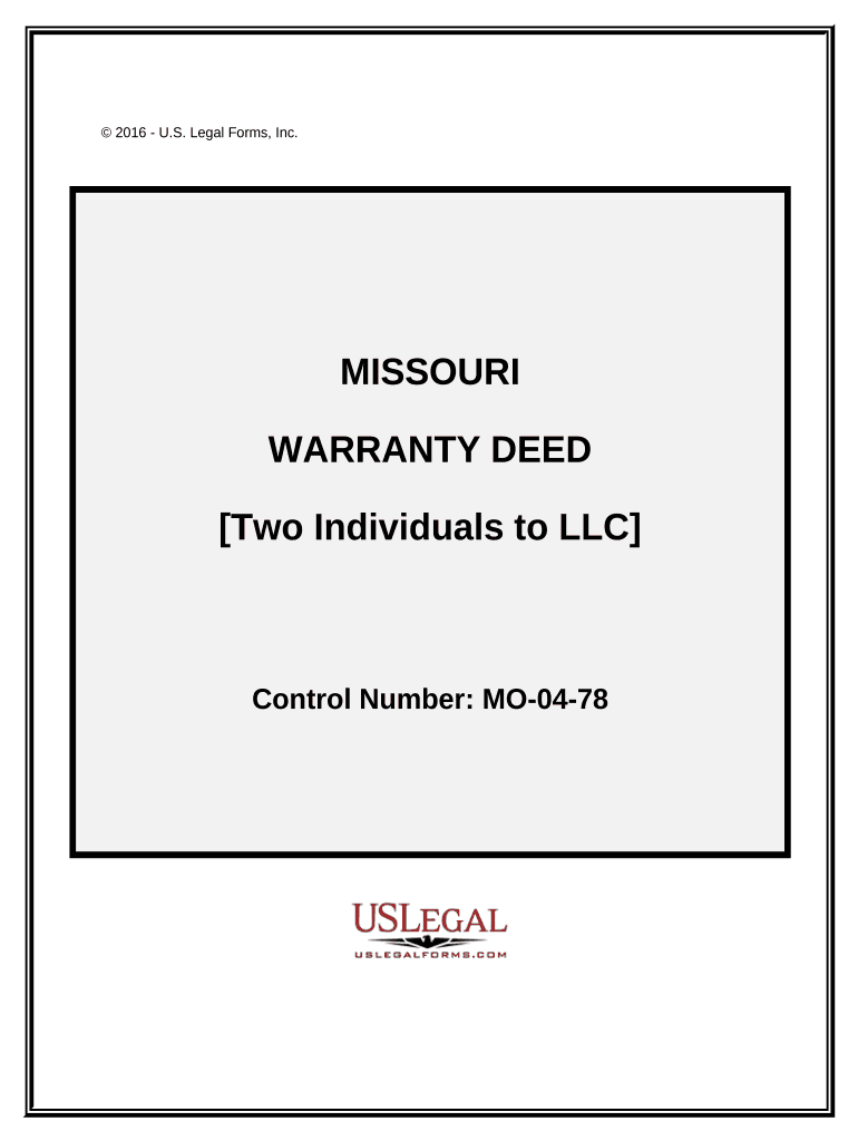 Warranty Deed from two Individuals to LLC - Missouri Preview on Page 1