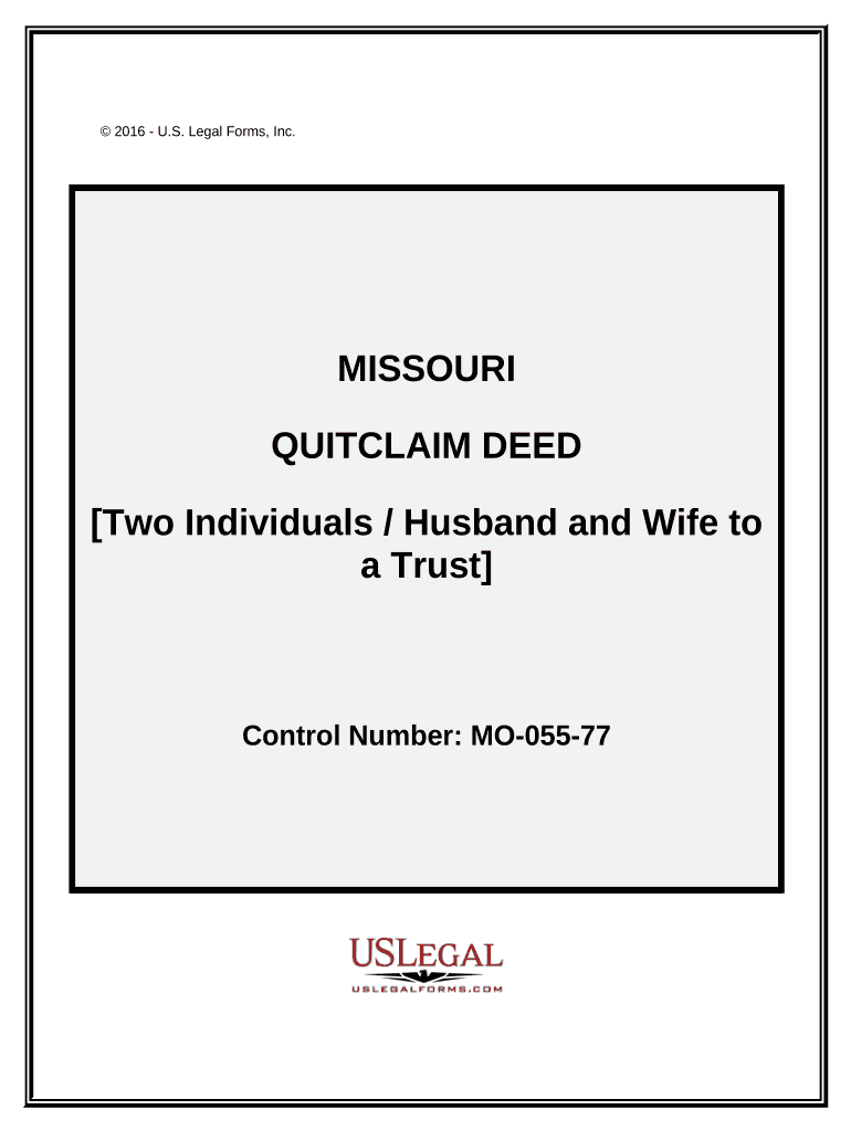 Quitclaim Deed from Two Individuals, or Husband and Wife, to a Trust - Missouri Preview on Page 1