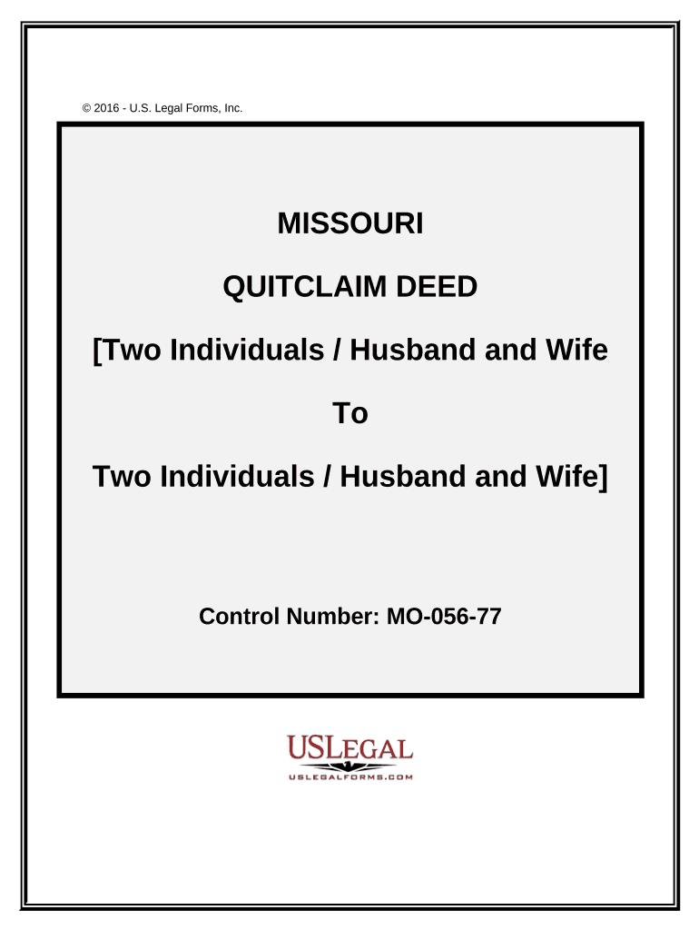 Quitclaim Deed from Two Individuals / Husband and Wife to Two Individuals / Husband and Wife - Missouri Preview on Page 1