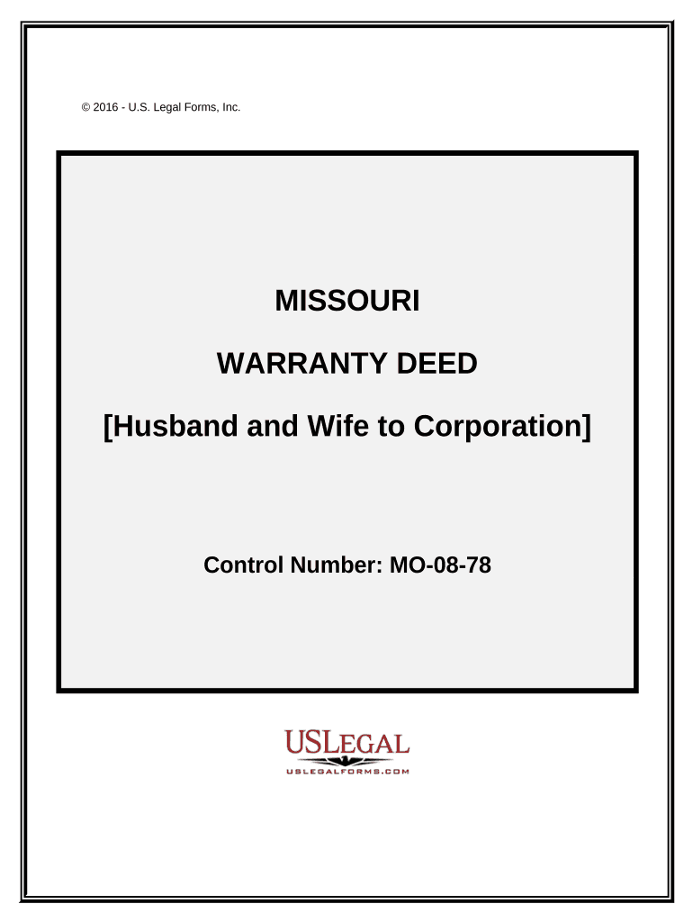 Warranty Deed from Husband and Wife to Corporation - Missouri Preview on Page 1.