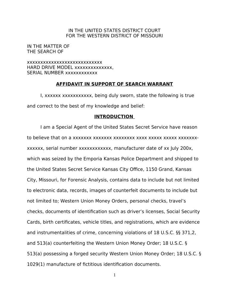 Search Warrant Doc Template PdfFiller