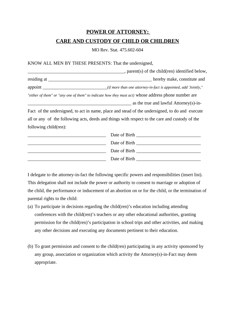 minor child power of attorney form Preview on Page 1