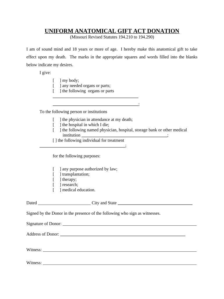 uniform anatomical gift act Preview on Page 1