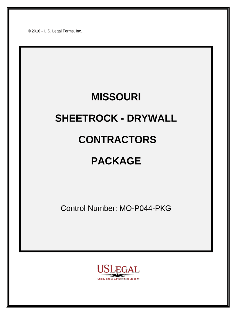 Sheetrock Drywall Contractor Package - Missouri Preview on Page 1.