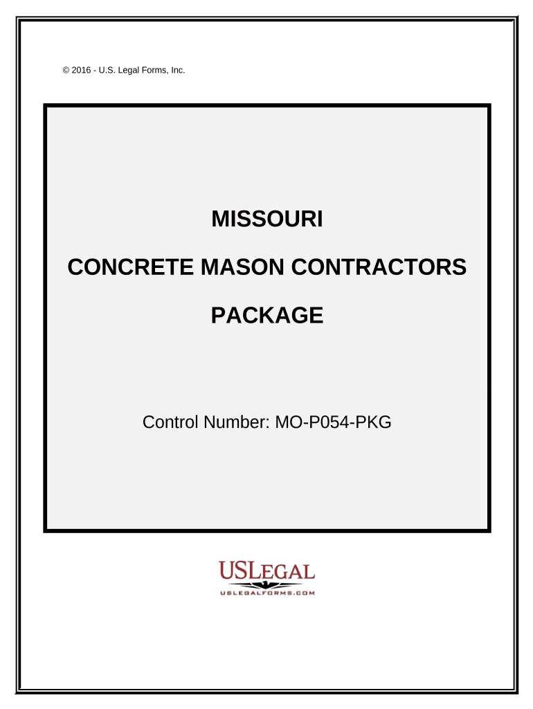 Concrete Mason Contractor Package - Missouri Preview on Page 1