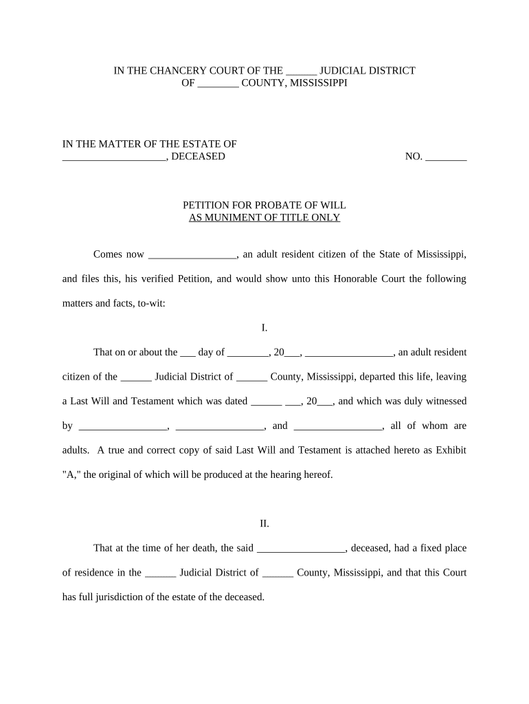 Mississippi Probate Doc Template PdfFiller