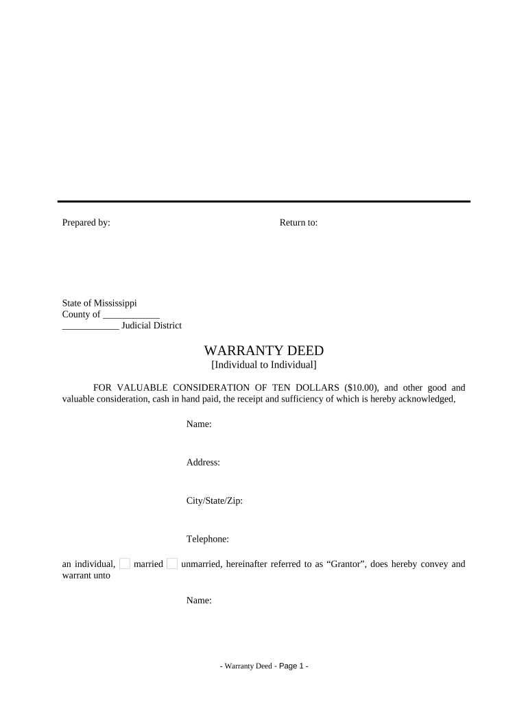 ms warranty deed Preview on Page 1.