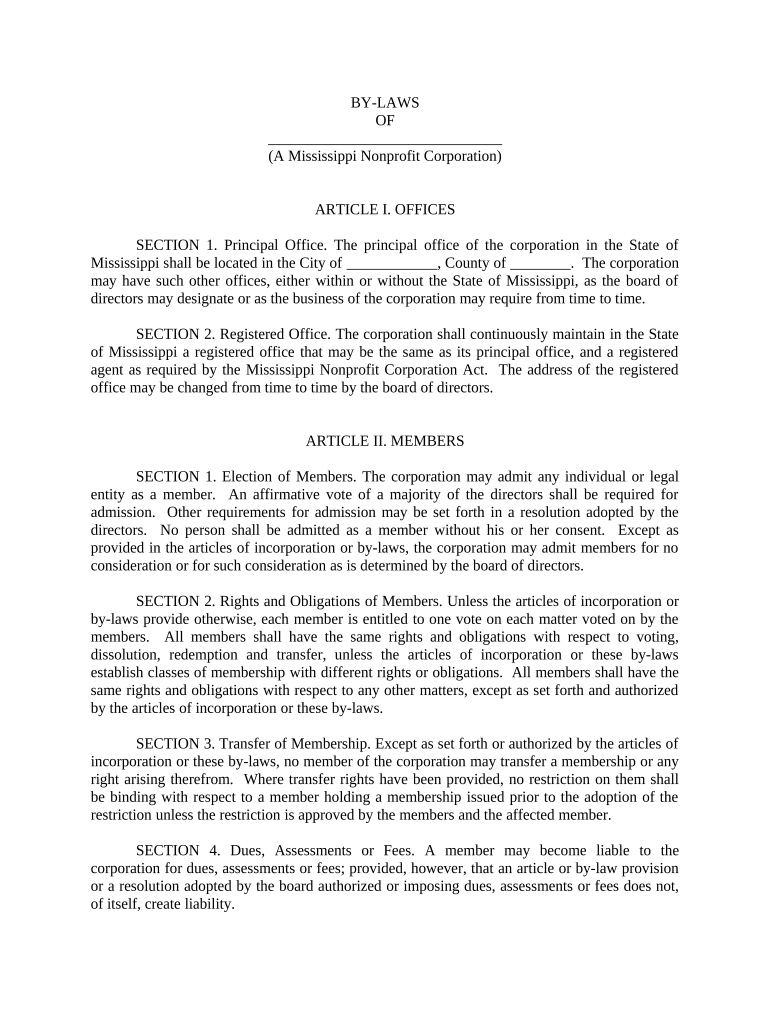 mississippi bylaws Preview on Page 1