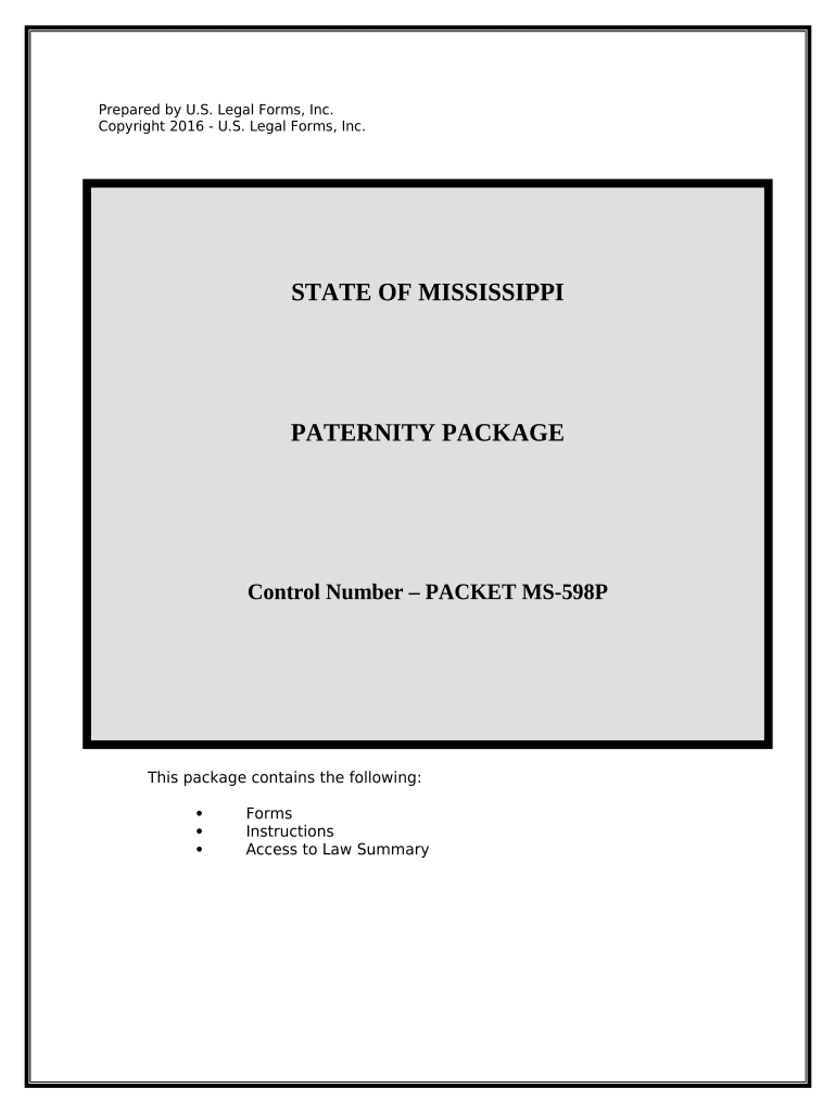 Paternity Case Package - Establishment of Paternity - Mississippi Preview on Page 1.