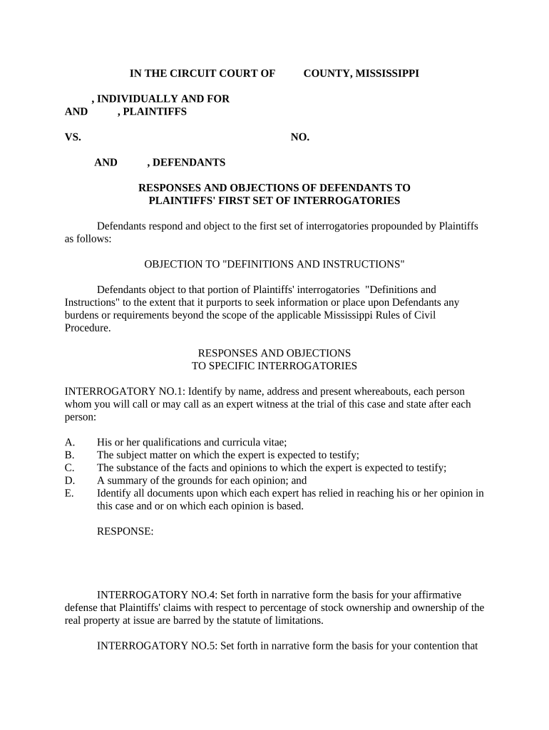 Objections Plaintiff Doc Template PdfFiller Objections Plaintiff Doc Template PdfFiller