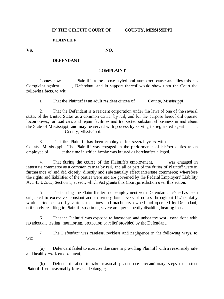 Complaint - Mississippi Preview on Page 1