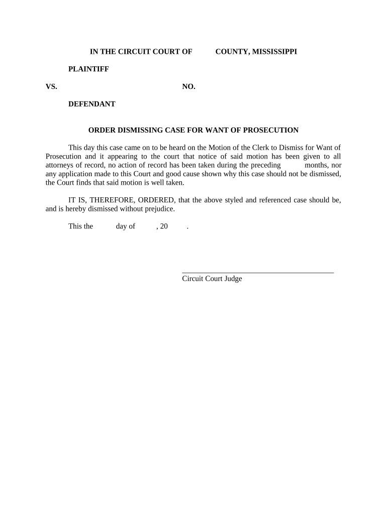 Order Dismissing Case - Mississippi Preview on Page 1