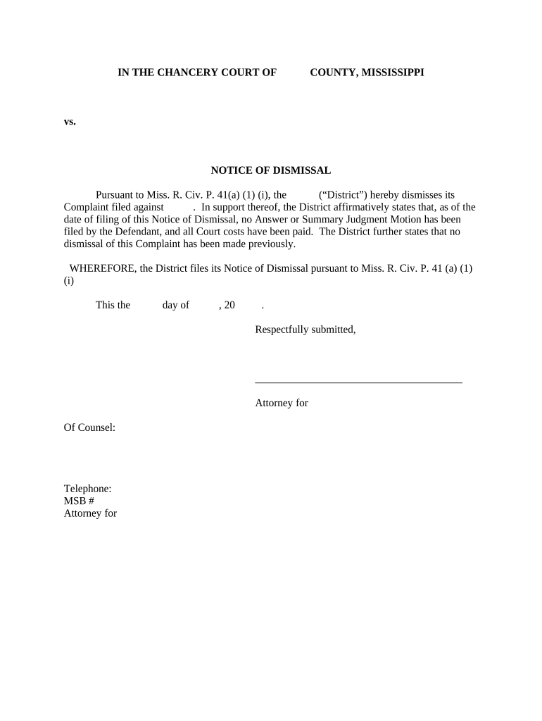 Notice of Dismissal - Mississippi Preview on Page 1