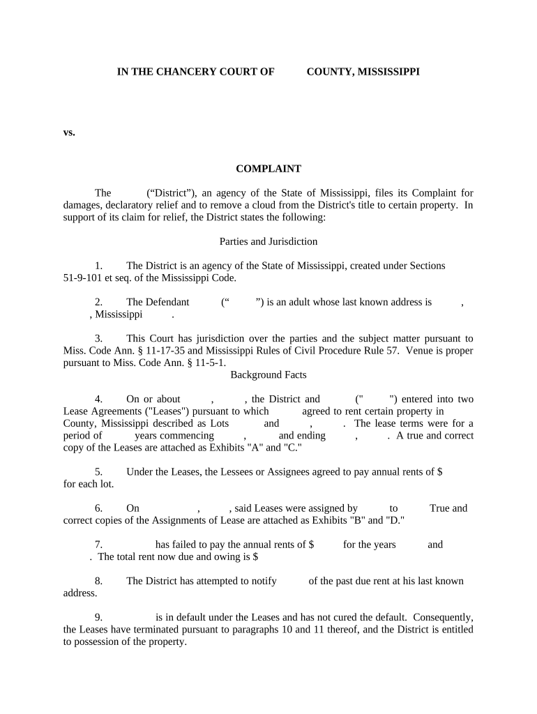 Complaint - Mississippi Preview on Page 1