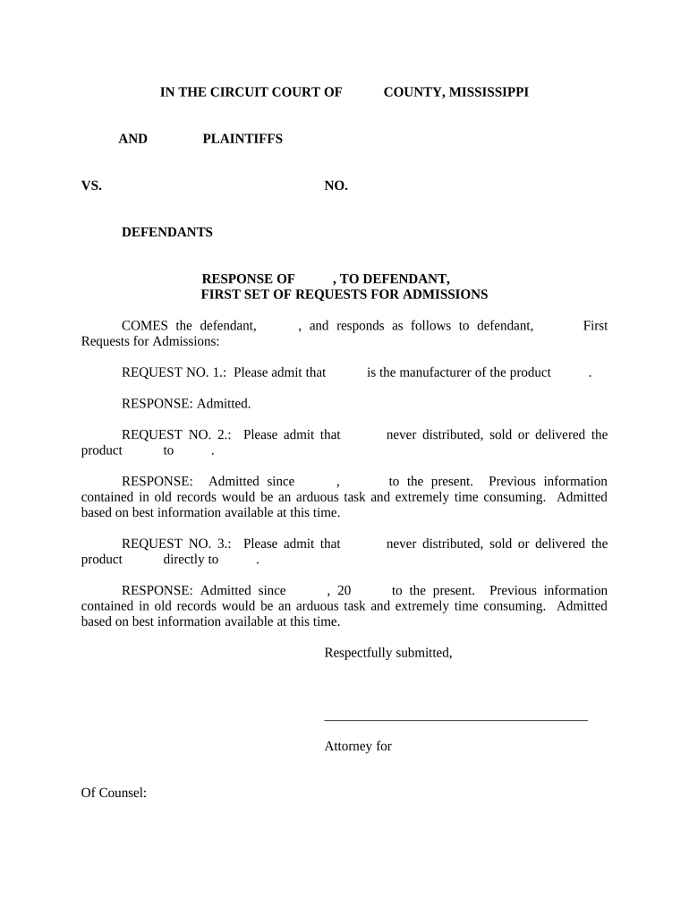 Response Request Admissions Sample Doc Template PdfFiller