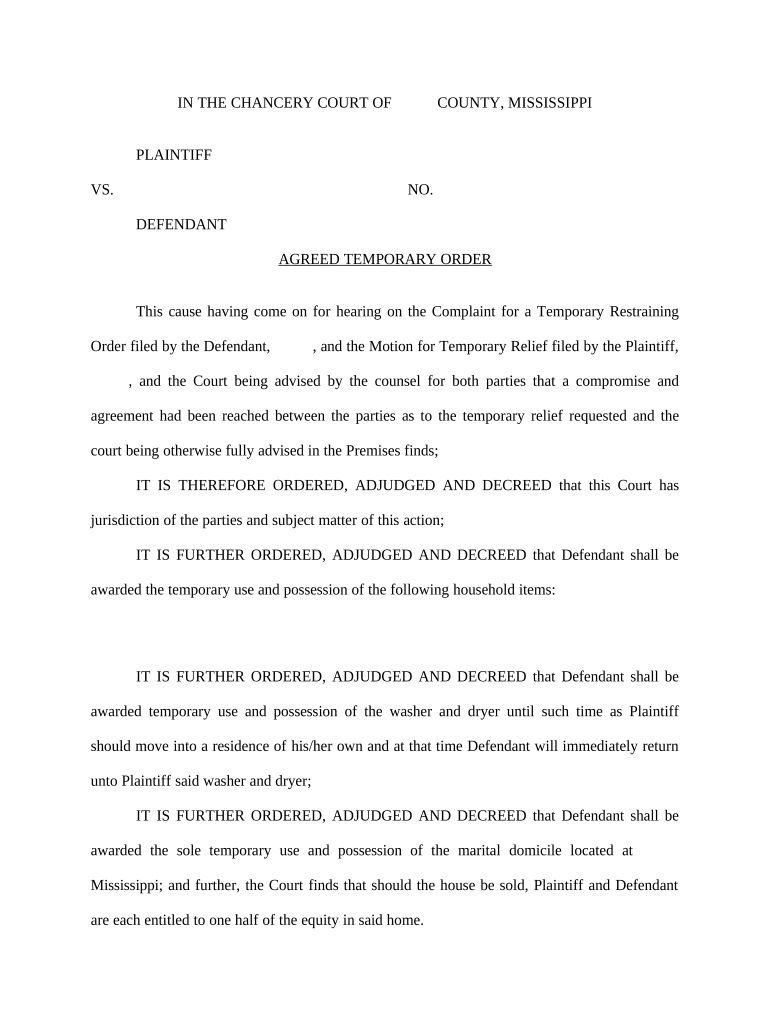 emergency custody forms mississippi Preview on Page 1