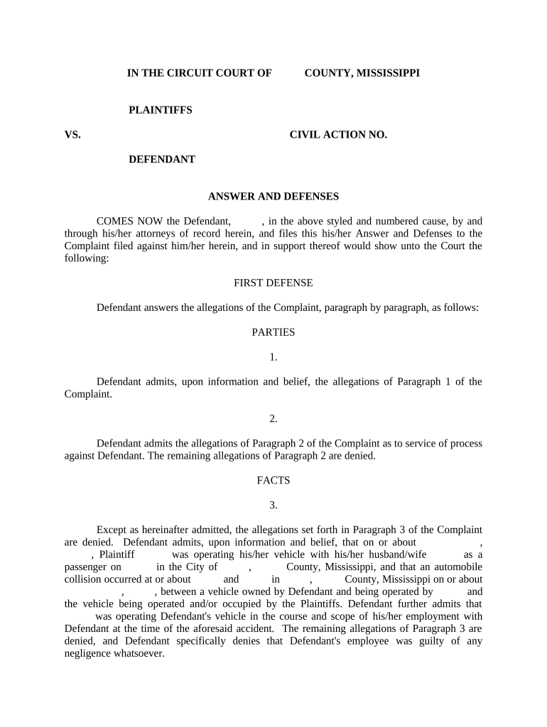 Answer and Defenses - Mississippi Preview on Page 1