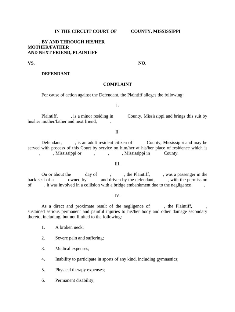 Complaint - Mississippi Preview on Page 1