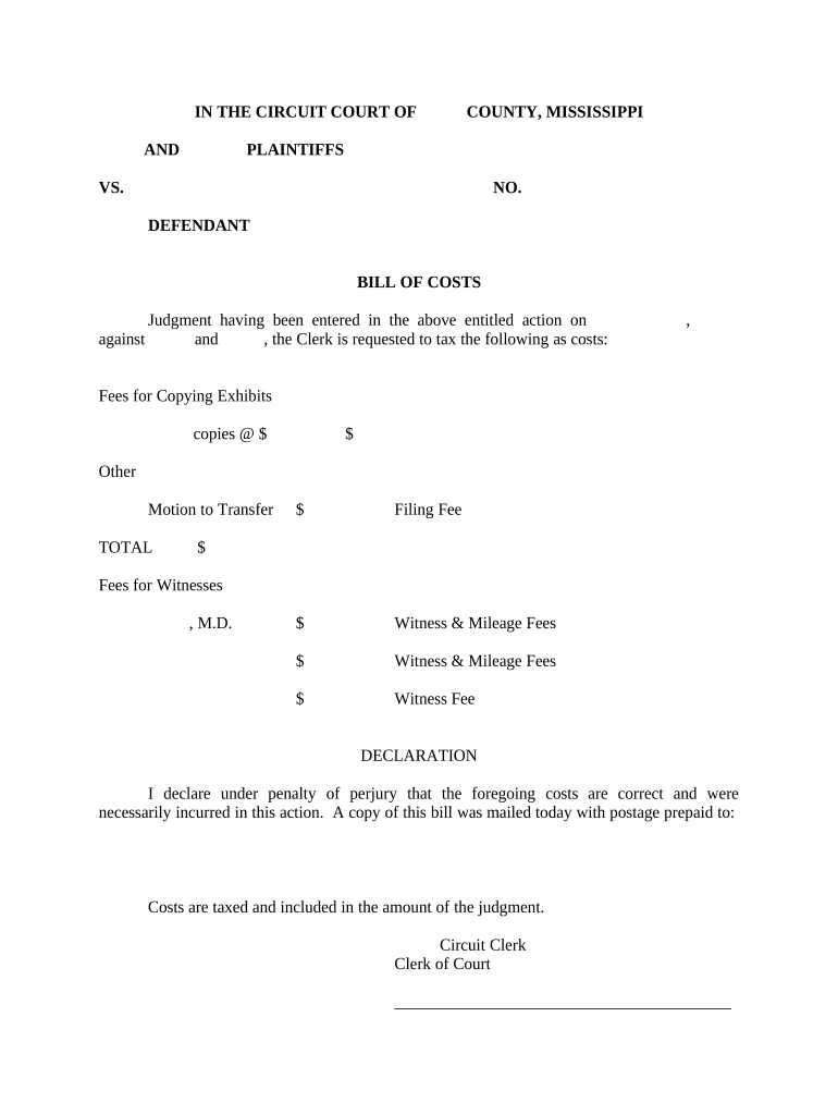 Bill of Cost - Mississippi Preview on Page 1