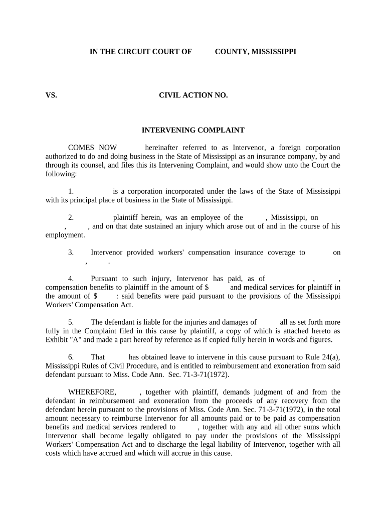 Intervening Complaint - Mississippi Preview on Page 1