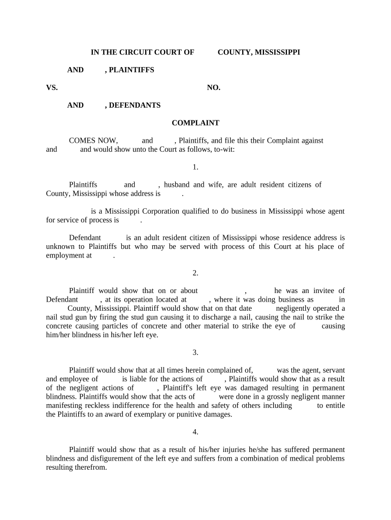 Complaint - Mississippi Preview on Page 1