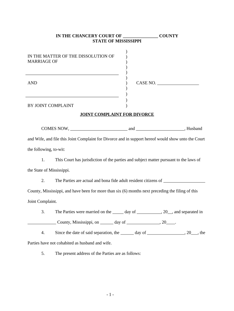 mississippi divorce papers pdf Preview on Page 1