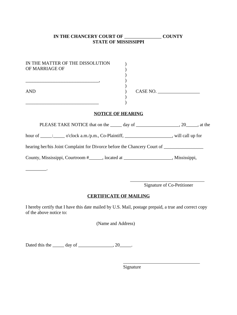 mississippi notice form Preview on Page 1