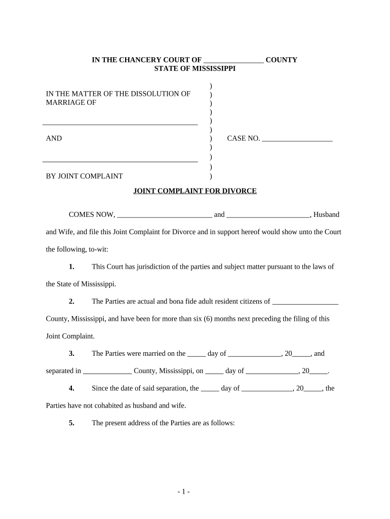 mississippi joint complaint Preview on Page 1