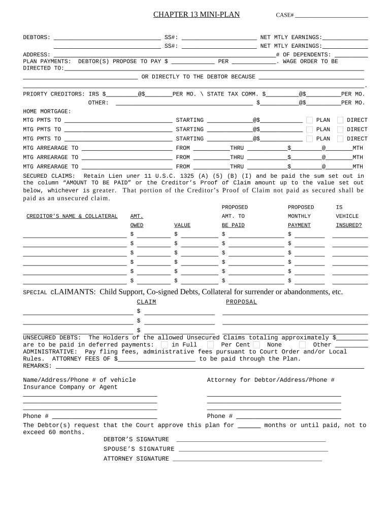 Chapter 13 Plan - Mississippi Preview on Page 1