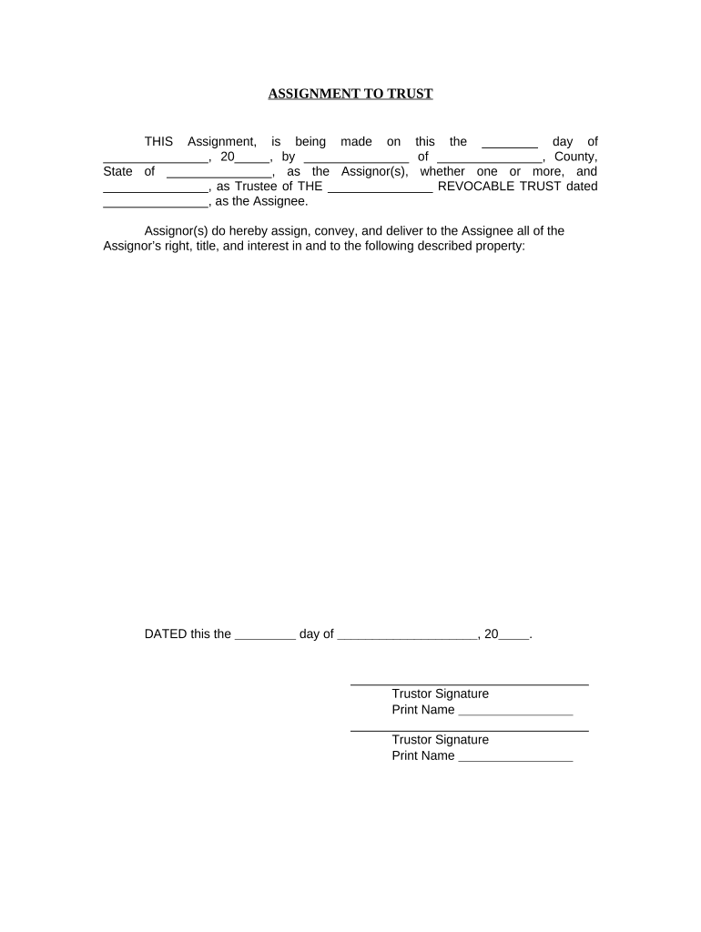 Assignment to Living Trust - Mississippi Preview on Page 1