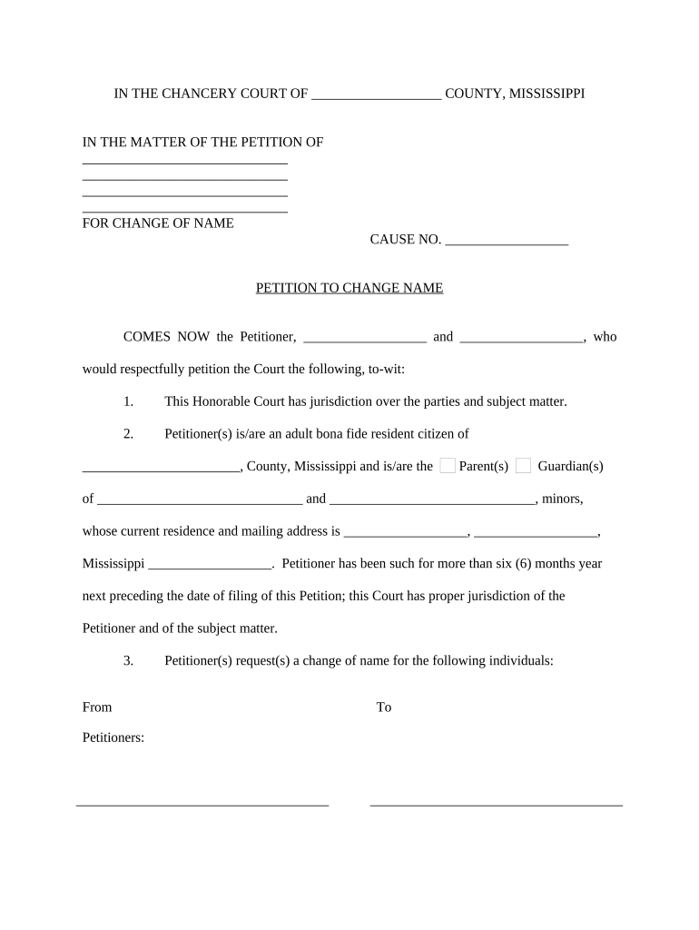 mississippi name change petition Preview on Page 1