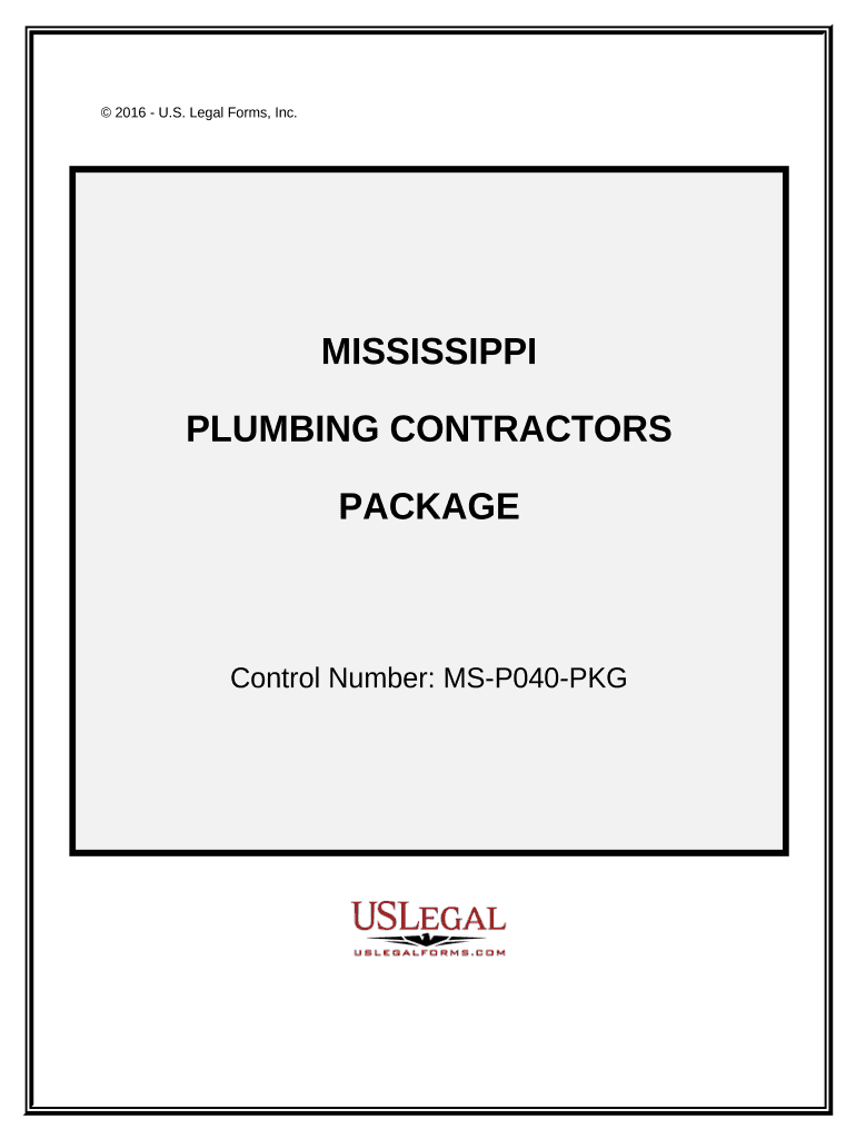 Plumbing Contractor Package - Mississippi Preview on Page 1.