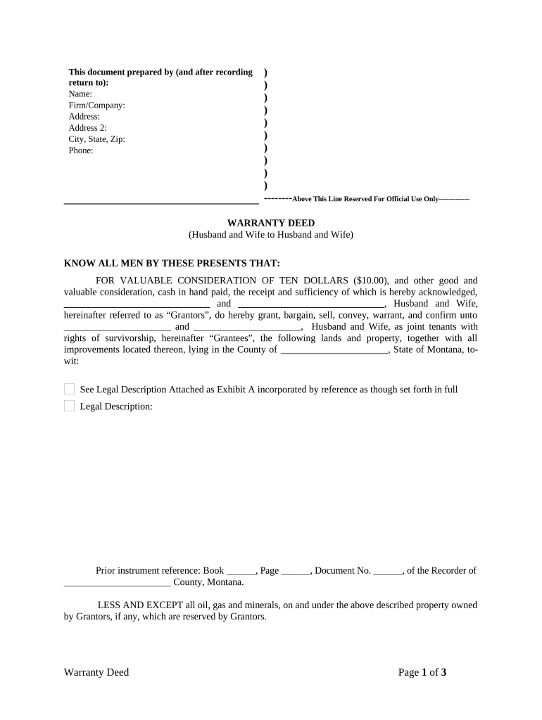 montana warranty deed Preview on Page 1