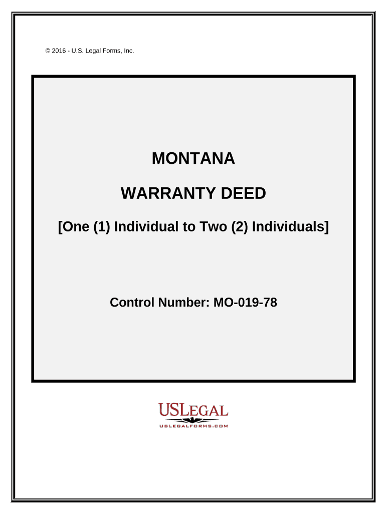 Warranty Deed - One Individual to Two Individuals - Montana Preview on Page 1