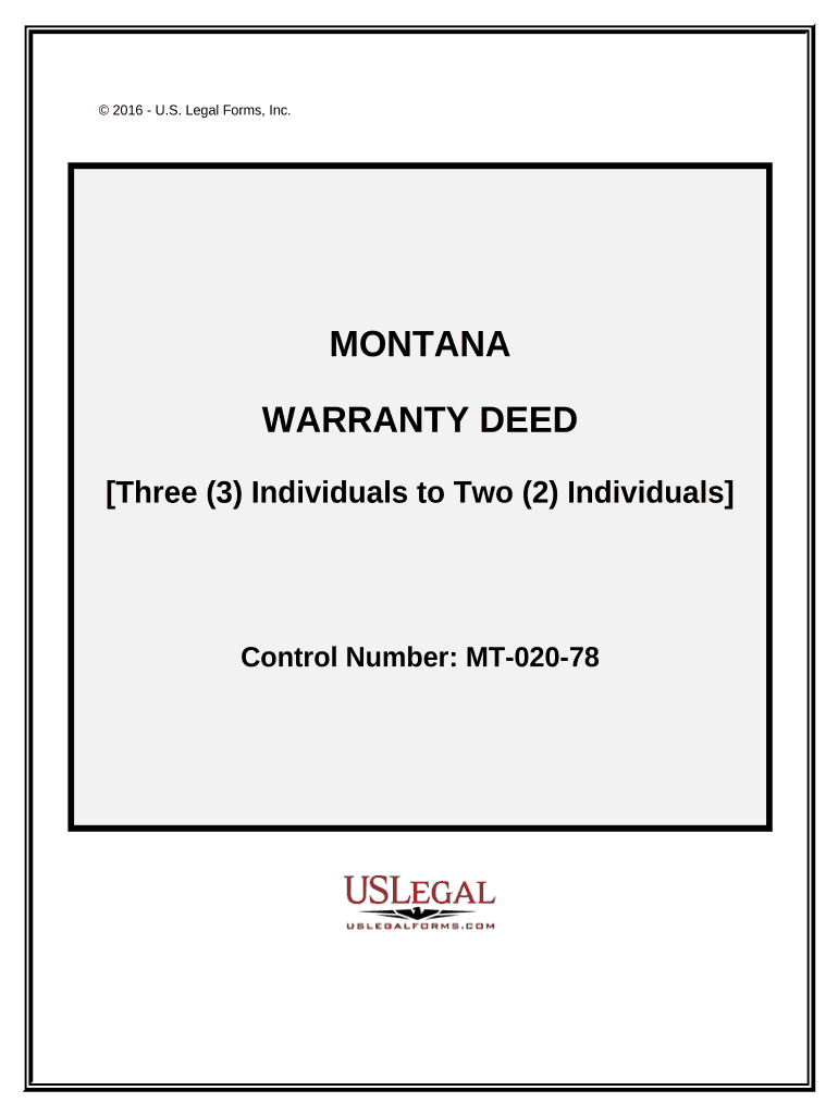 Warranty Deed - Three Individuals to Two Individuals - Montana Preview on Page 1